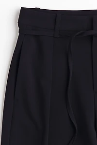 Pleated Tie-Belt Pants