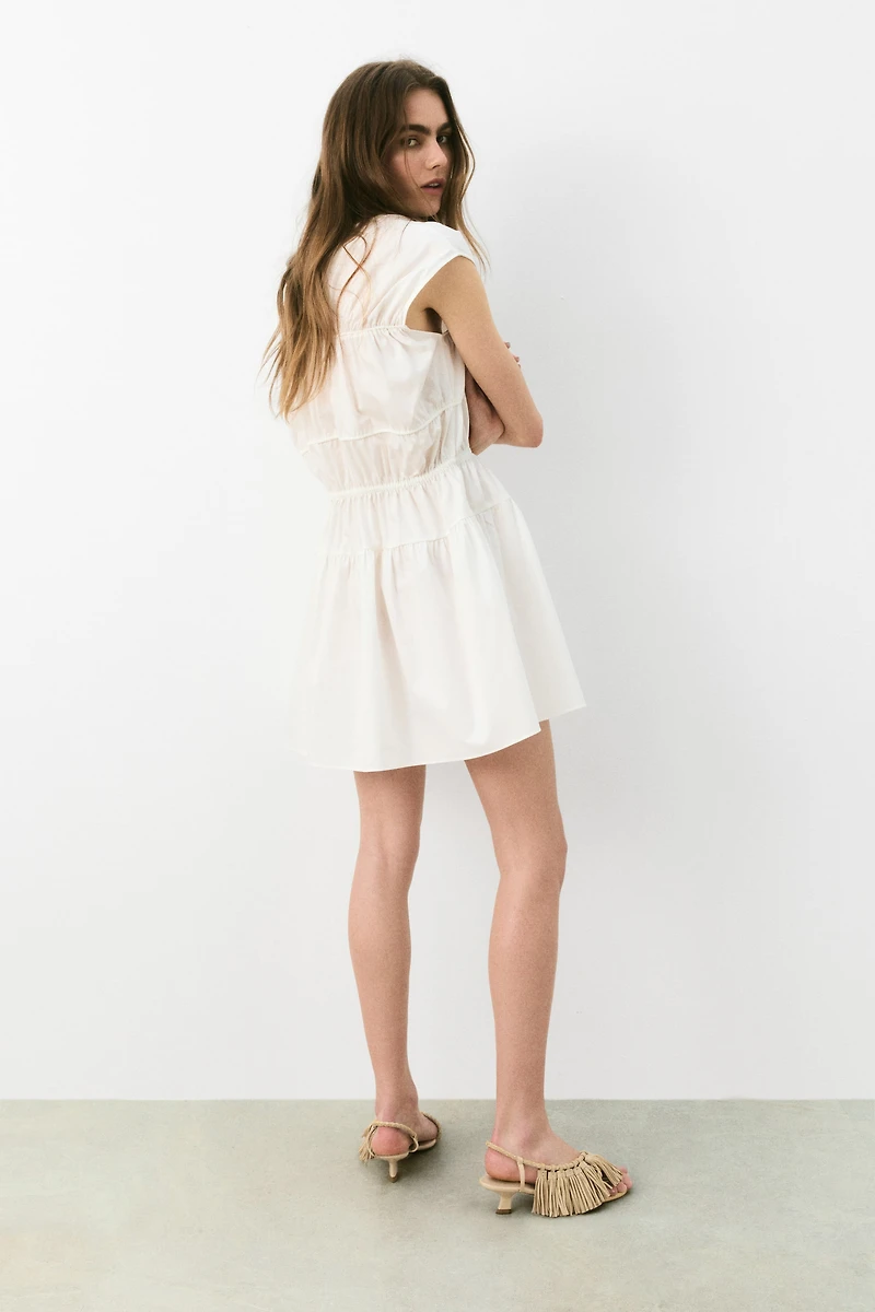 Drawstring-Detail Poplin Dress