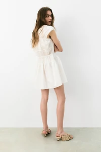Drawstring-Detail Poplin Dress