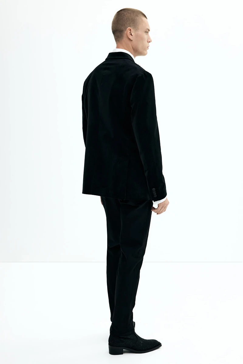 Regular-Fit Double-Breasted Velvet Jacket