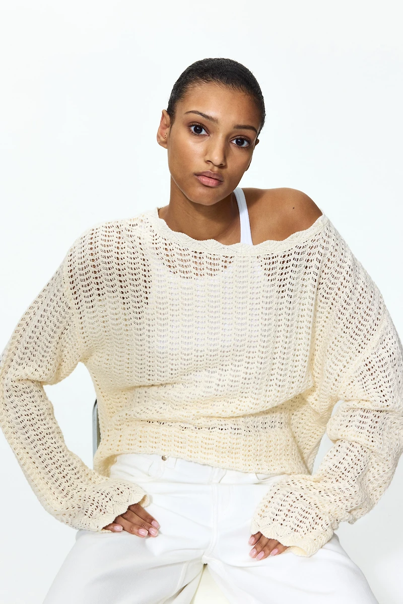 Pointelle-Knit Sweater
