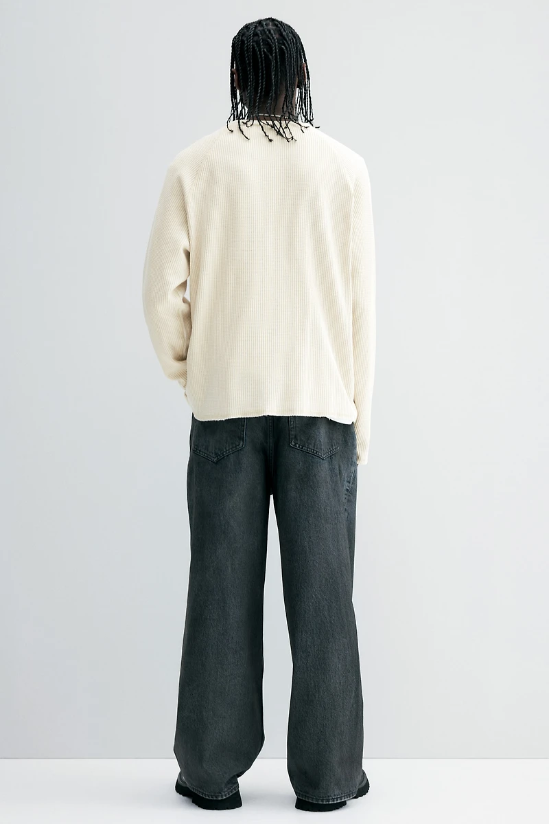 Regular-Fit Waffled Long-Sleeved Shirt