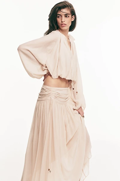 Gathered Crêpe Skirt