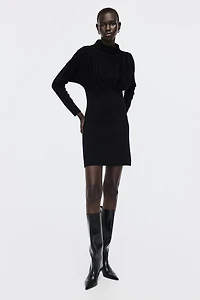 Gathered Mock Turtleneck Dress
