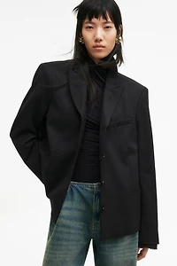 Single-Breasted Wool-Blend Jacket