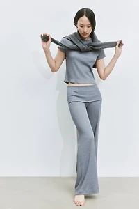 Ribbed Wide-Leg Pants