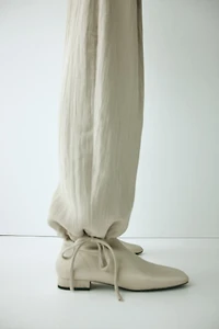 Crinkled Barrel-Leg Pants