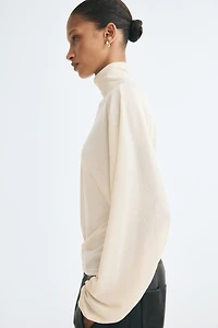 Batwing-Sleeved Mock Turtleneck Top