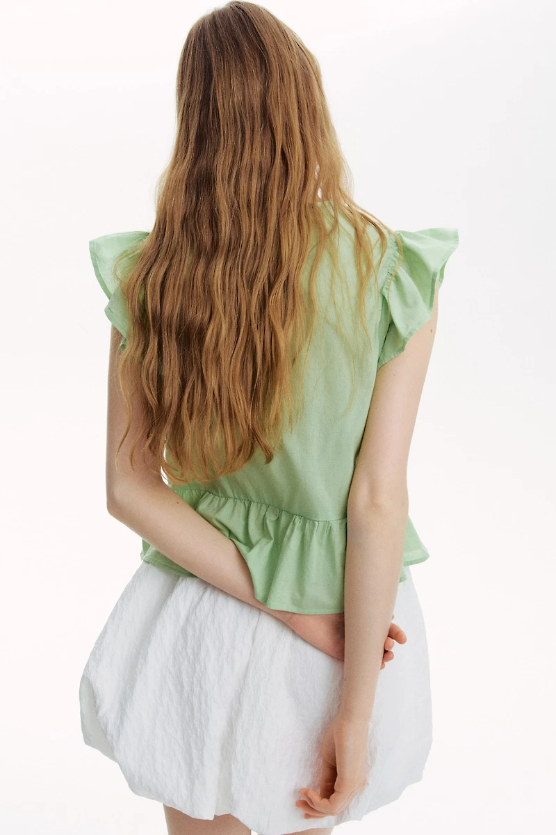 Lace-Inset Peplum Blouse