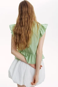 Lace-Inset Peplum Blouse