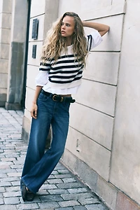 Fine-Knit Puff-Sleeved Top