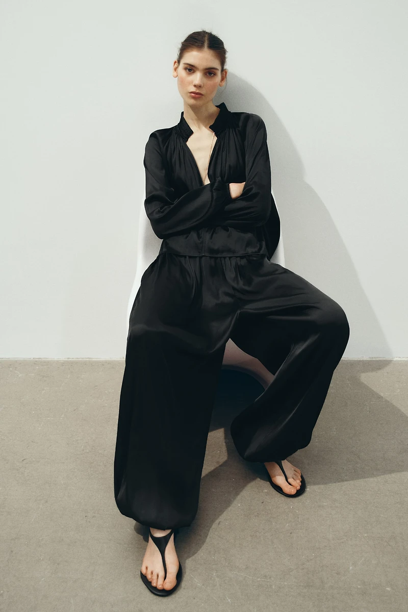 Oversized V-Neck Blouse