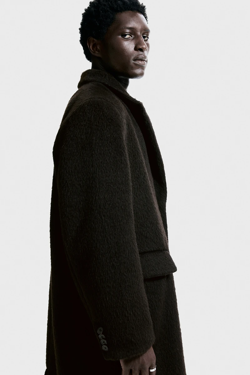 Manteau à fermeture droite en laine mélangée