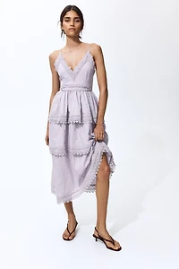 Lace-Trimmed Cotton Dress