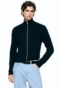 Slim-Fit Rib-Knit Cardigan