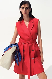 Linen-Blend Jacket Dress