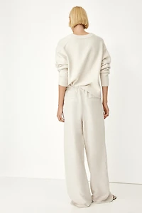 Straight linen-blend trousers
