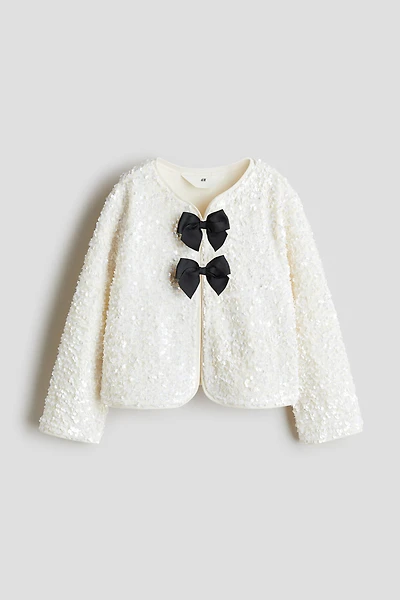 Bow-Detail Sequined Jacket