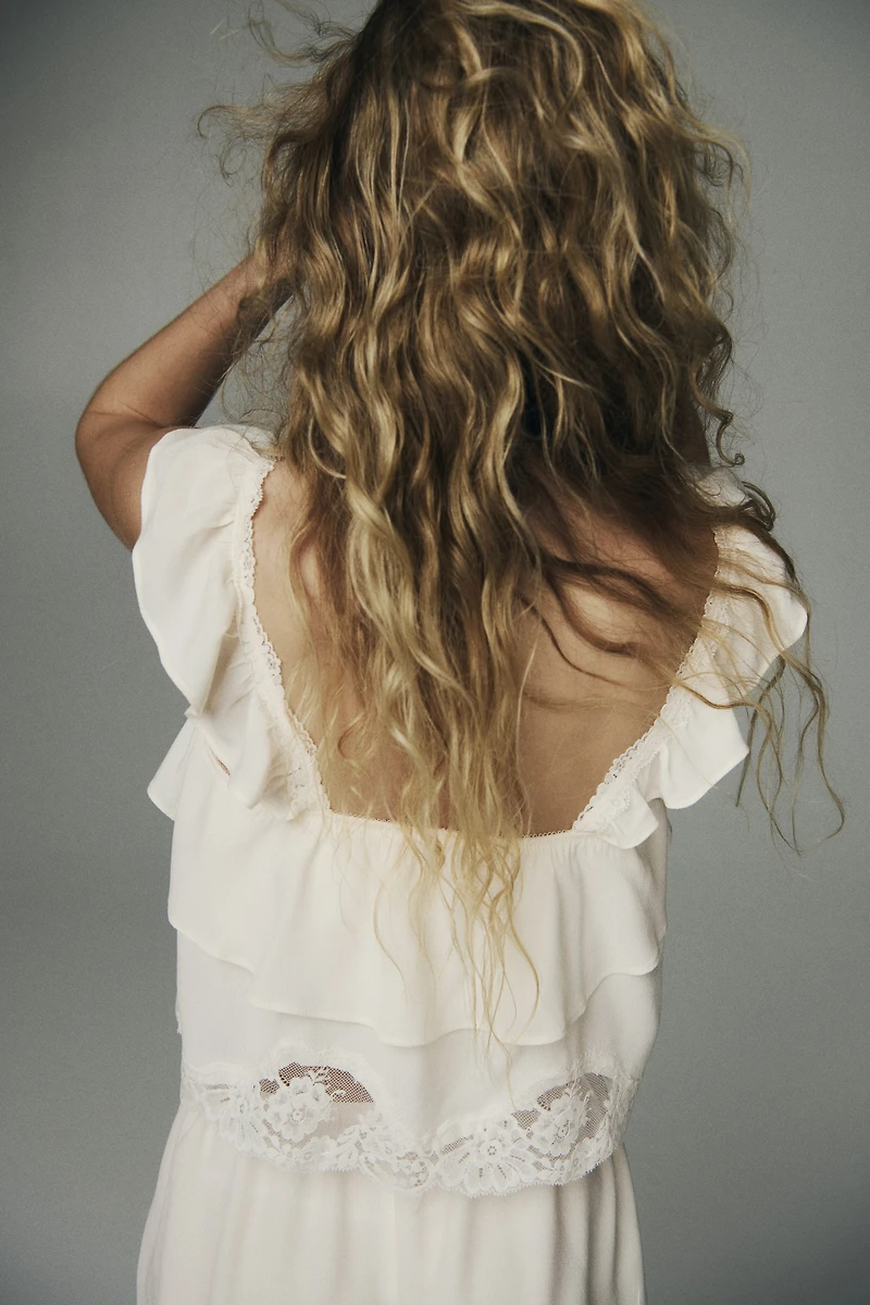 Lace-Trimmed Pajama Top