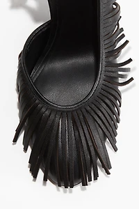 Escarpins à franges en cuir avec bride arrière