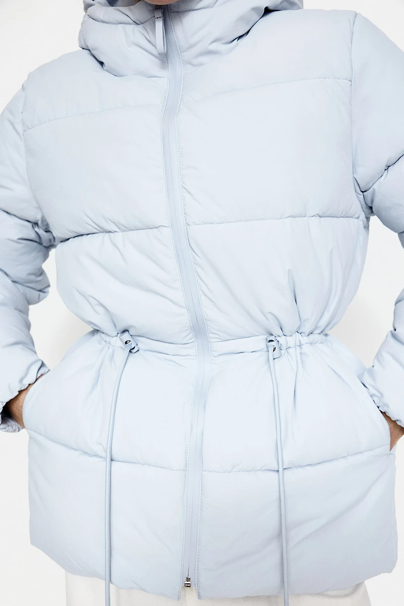 Oversized Drawstring-Waist Puffer Jacket