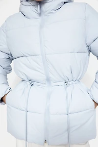 Oversized Drawstring-Waist Puffer Jacket