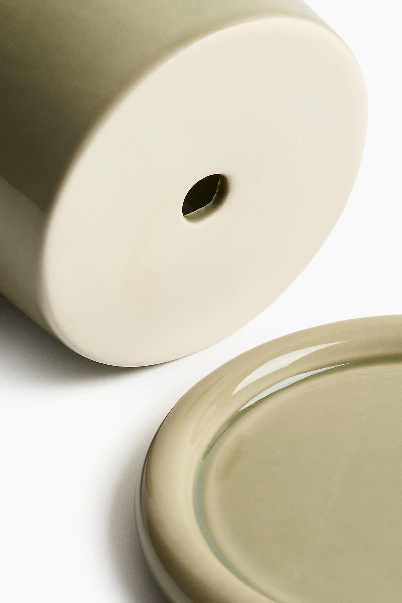 Extra-Small Stoneware Plant Pot with Saucer