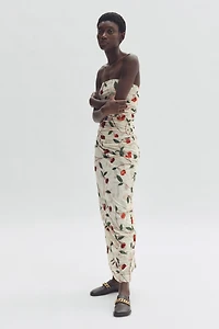 Cherry-Print Mesh Tube Dress