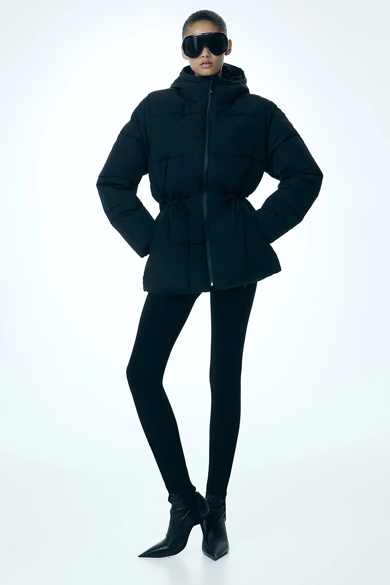 Oversized Drawstring-Waist Puffer Jacket