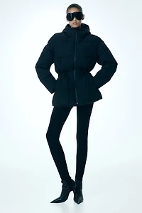 Oversized Drawstring-Waist Puffer Jacket