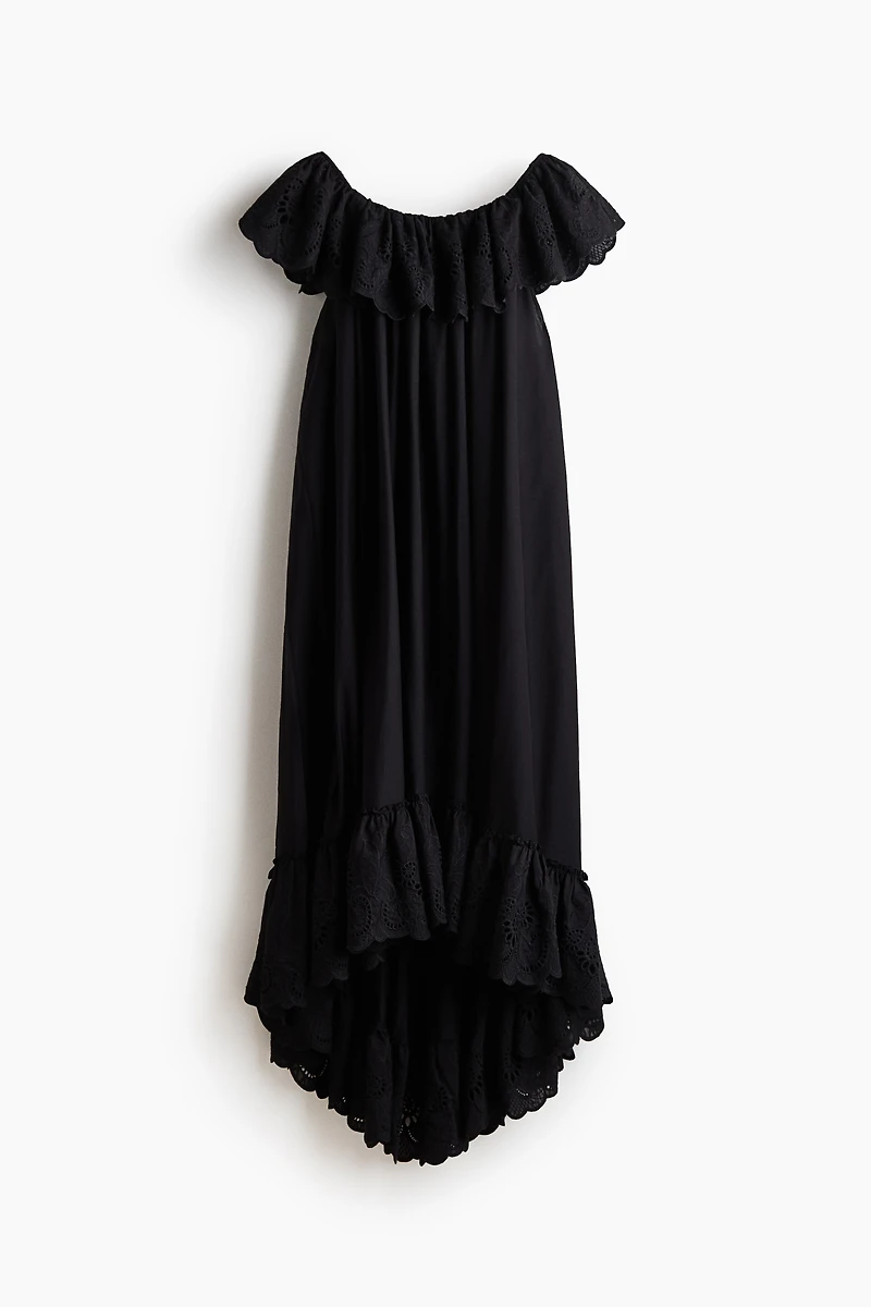 Off-the-Shoulder Dress with Eyelet Embroidery