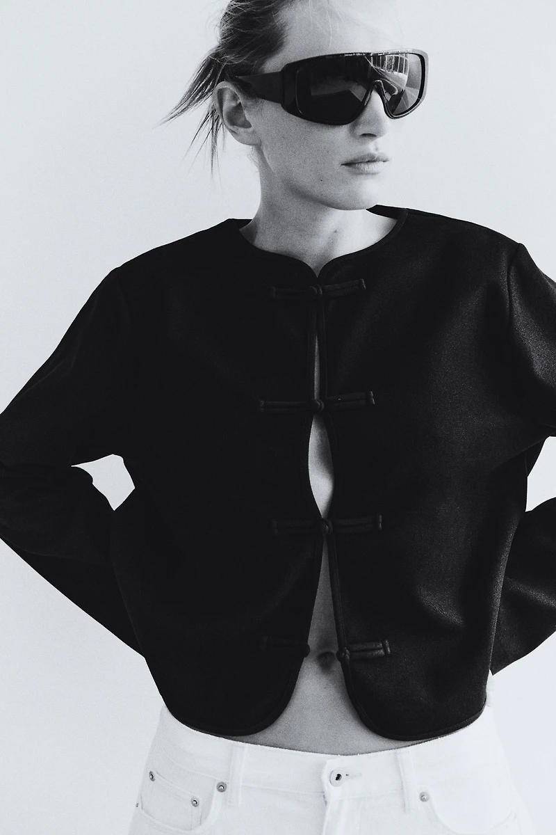 Brushed Knot-Button Jacket