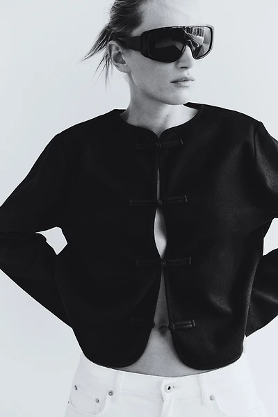 Brushed Knot-Button Jacket