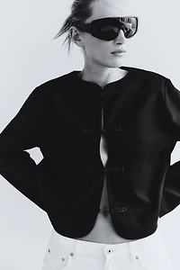 Brushed Knot-Button Jacket