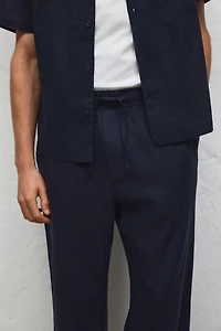 Relaxed Fit Linen-Blend Pants