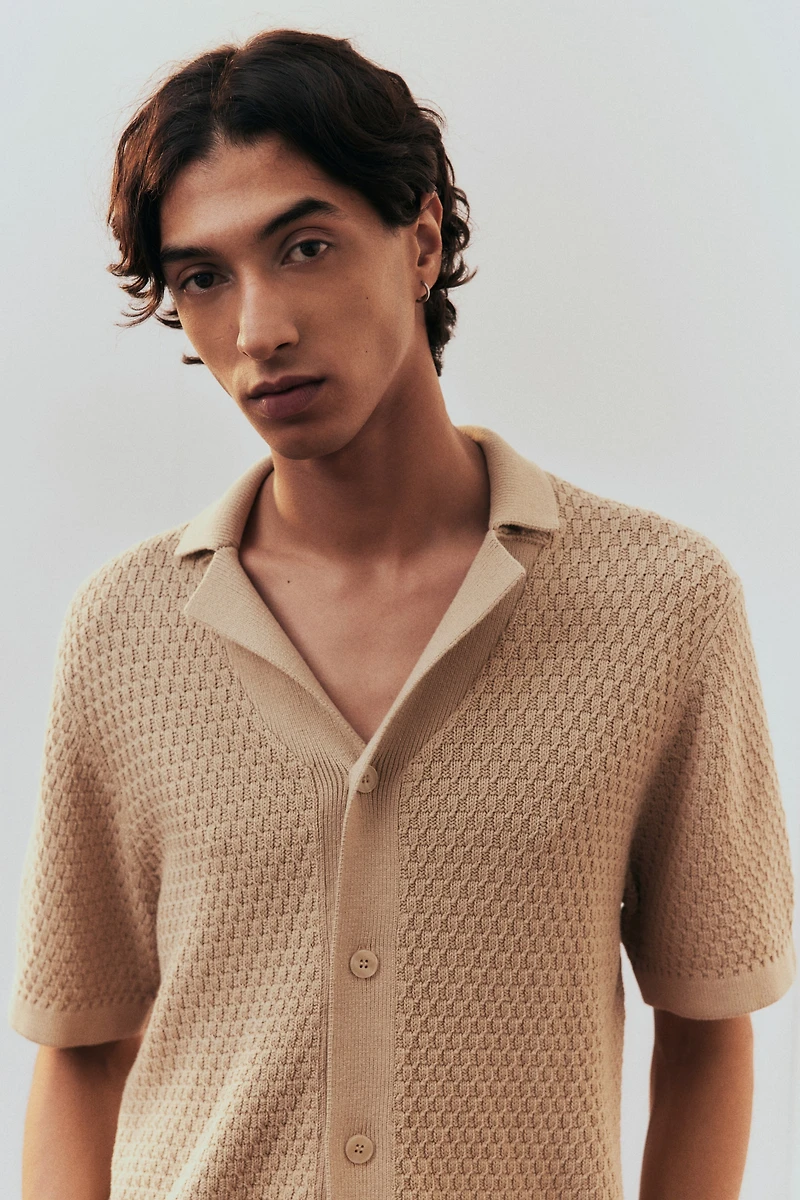 Regular-Fit Textured-Knit Resort Shirt