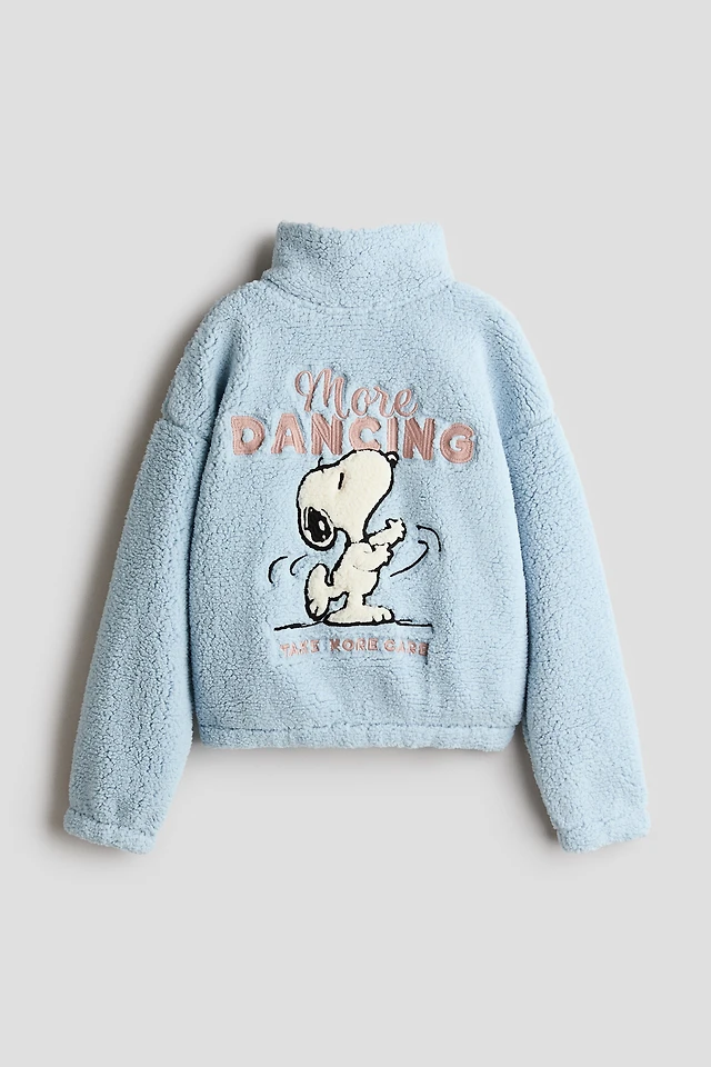 Motif-Detail Teddy Fleece Jacket