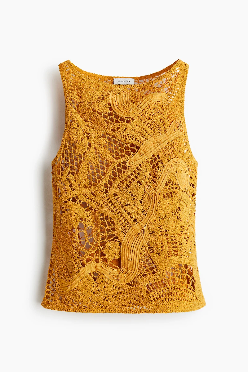 Sleeveless Crochet-Look Top