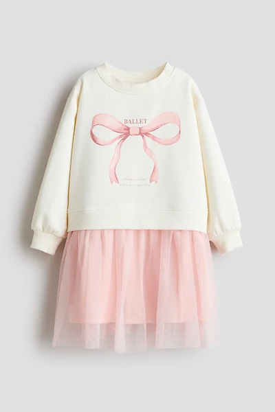 Sweatshirt Dress with Tulle Skirt