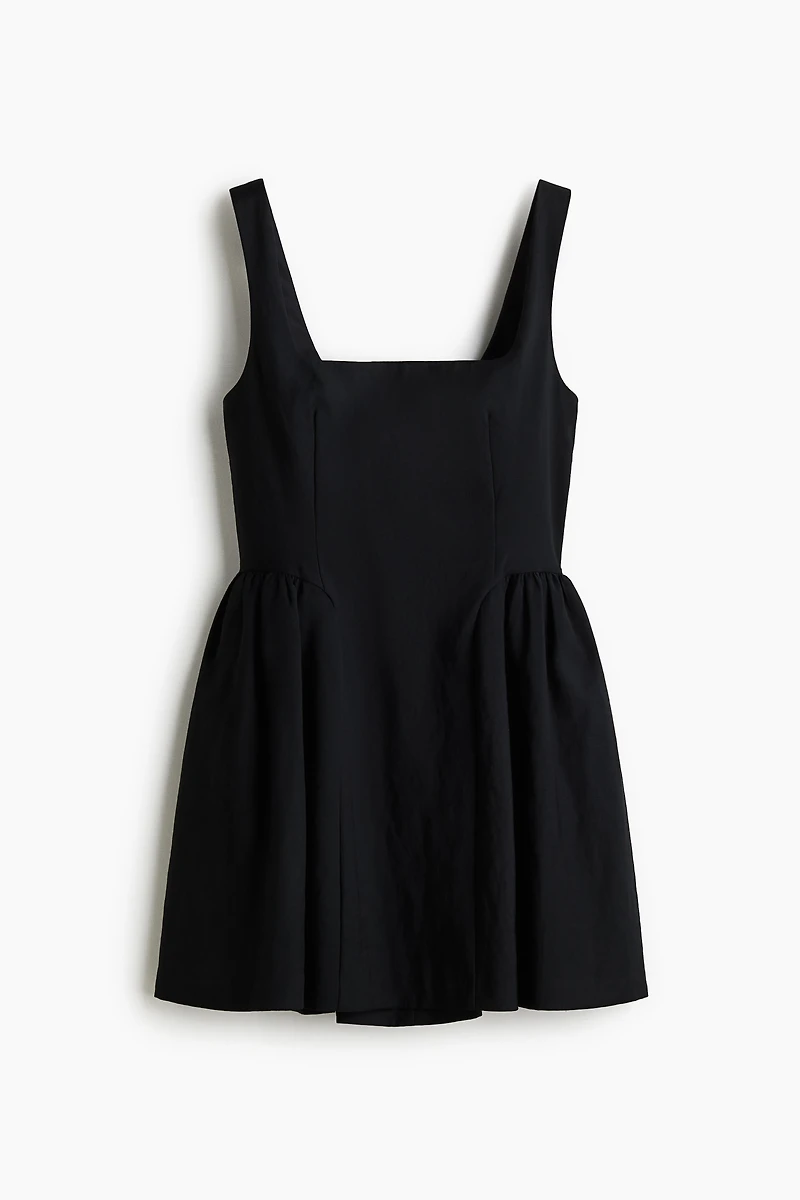 Gathered Square-Neck Dress