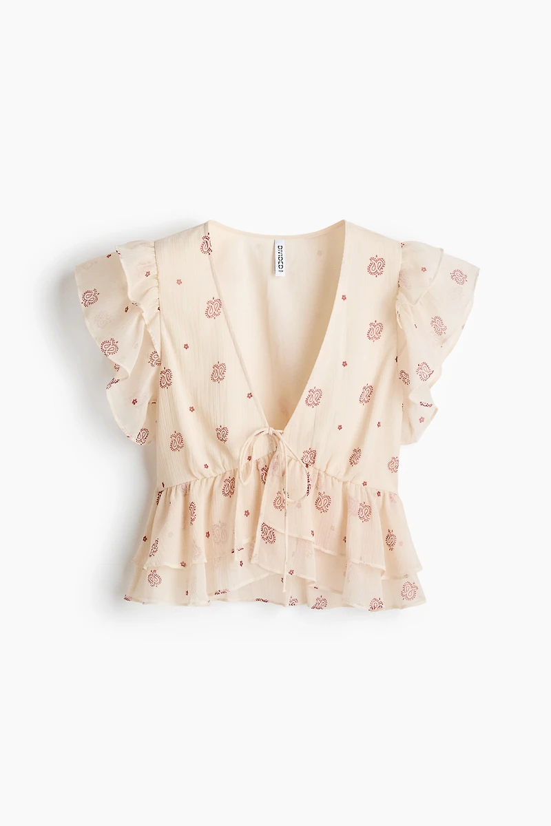 Ruffle-Trimmed Chiffon Top