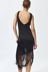 Asymmetric Dress with Fringe