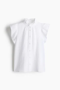 Flutter-Sleeved Muslin Blouse