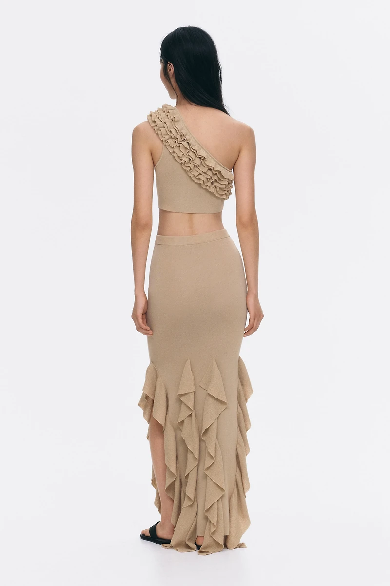 Ruffled One-Shoulder Crop Top