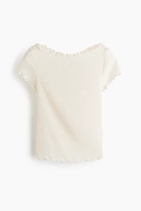Crinkled Boat-Neck Top