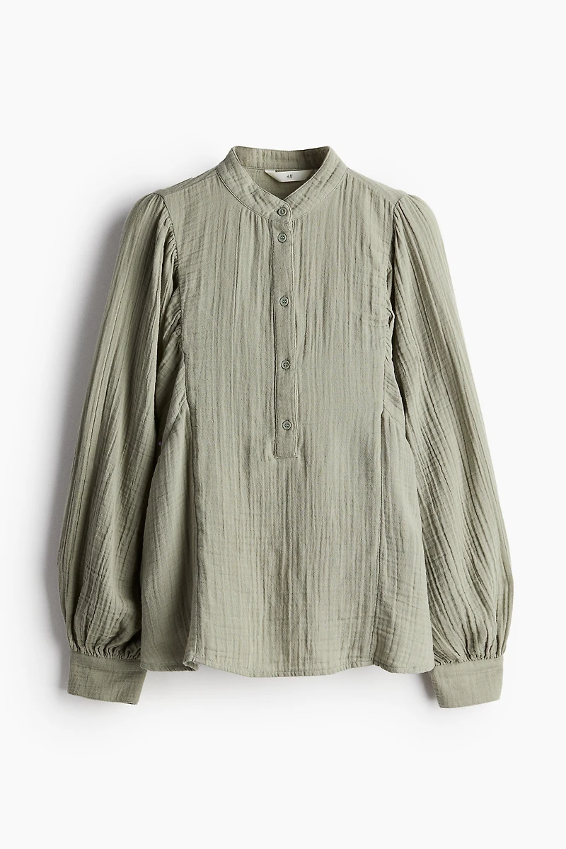 Batwing-Sleeved Muslin Blouse