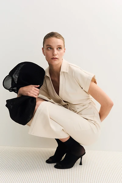 Short-Sleeved Denim Dress