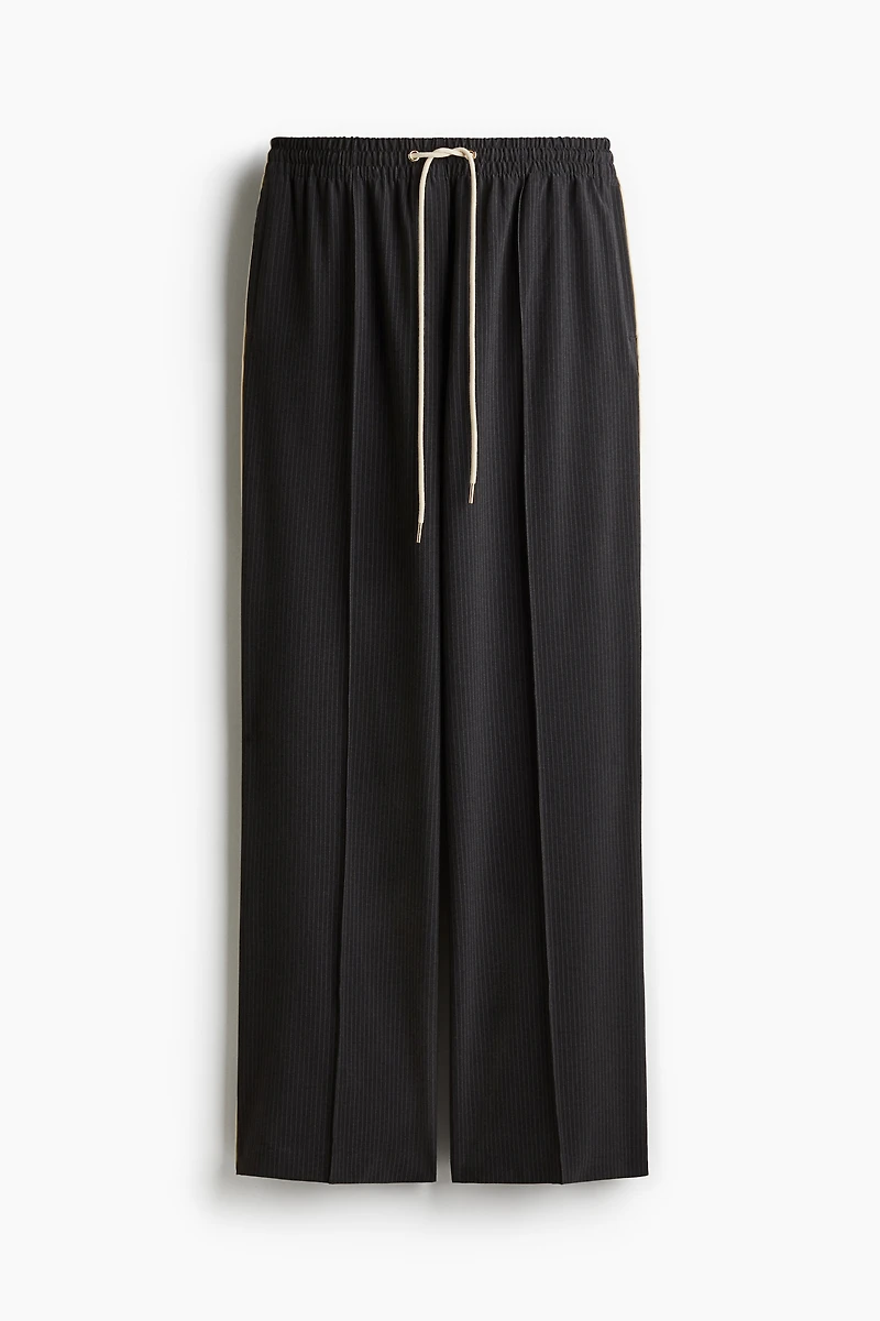 Wide-Leg Twill Pants