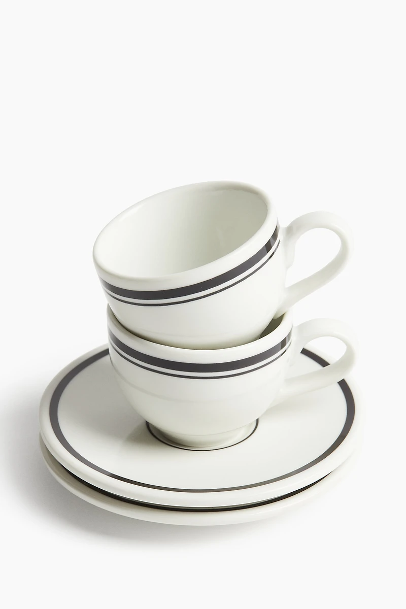 Lot de 2 tasses à expresso avec soucoupes