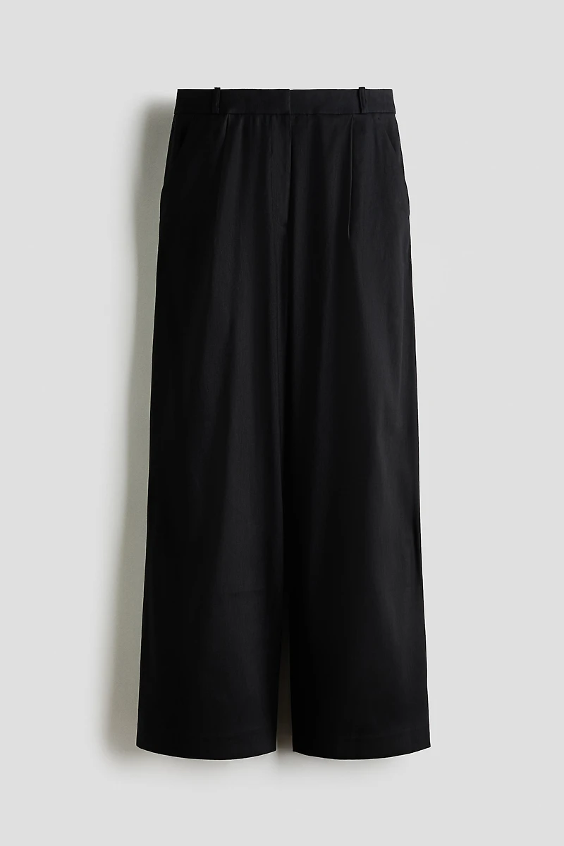 Wide-Leg Linen-Blend Dress Pants
